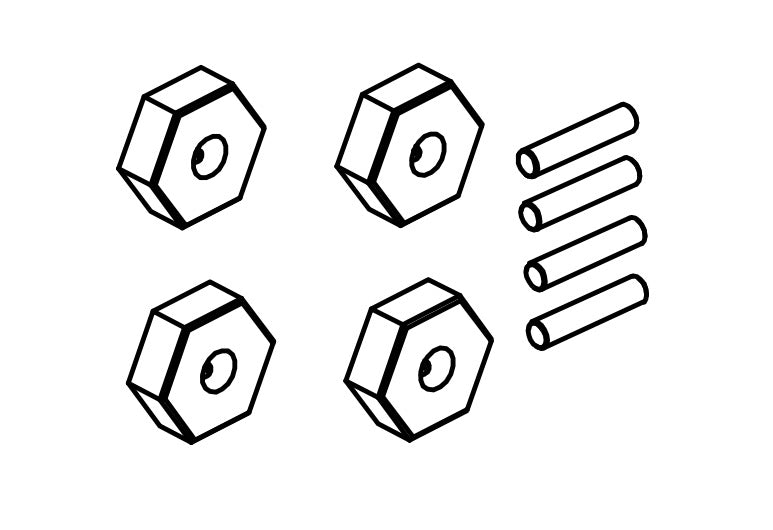 Écrous et goupilles hexagonaux de roue (4) - 1610139 - Breizh Modélisme.