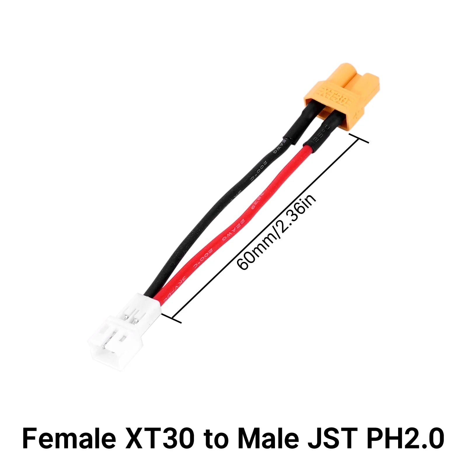 Câble adaptateur de batterie INJORA XT30 vers JST PH2.0 - XT30-JST-PH2 - Breizh Modélisme.