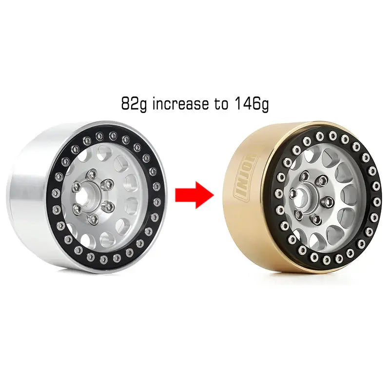 4 jantes Injora 1,9" noir en alliage d'aluminium Beadlock pour crawler RC 1/10