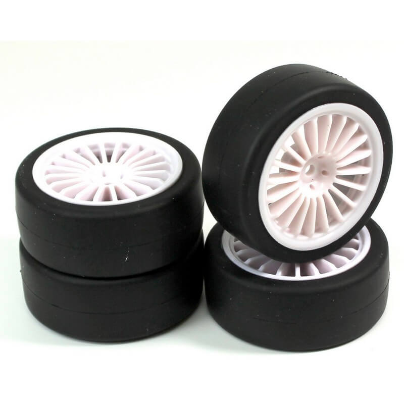 4 roues AV/ARR 20 battons/Slick" blanc 1/10ème - Absima 2510002" - Breizh Modélisme.