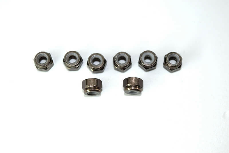 Écrous De Verrouillage M3 Nylon Couleur Alu - Pour Voitures RC (Tamiya, Kyosho, Etc.) - Lot Neuf