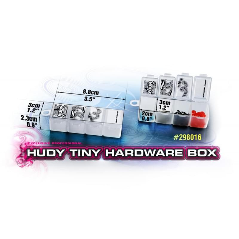 Boite de Rangement Tiny 4 Compartiments (88x30mm) - Hudy 298016 - Breizh Modélisme.