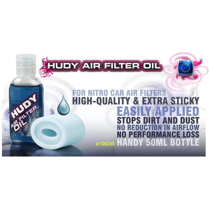Huile Filtre a air pour Voitures Thermique - HUDY 106240 - Breizh Modélisme.