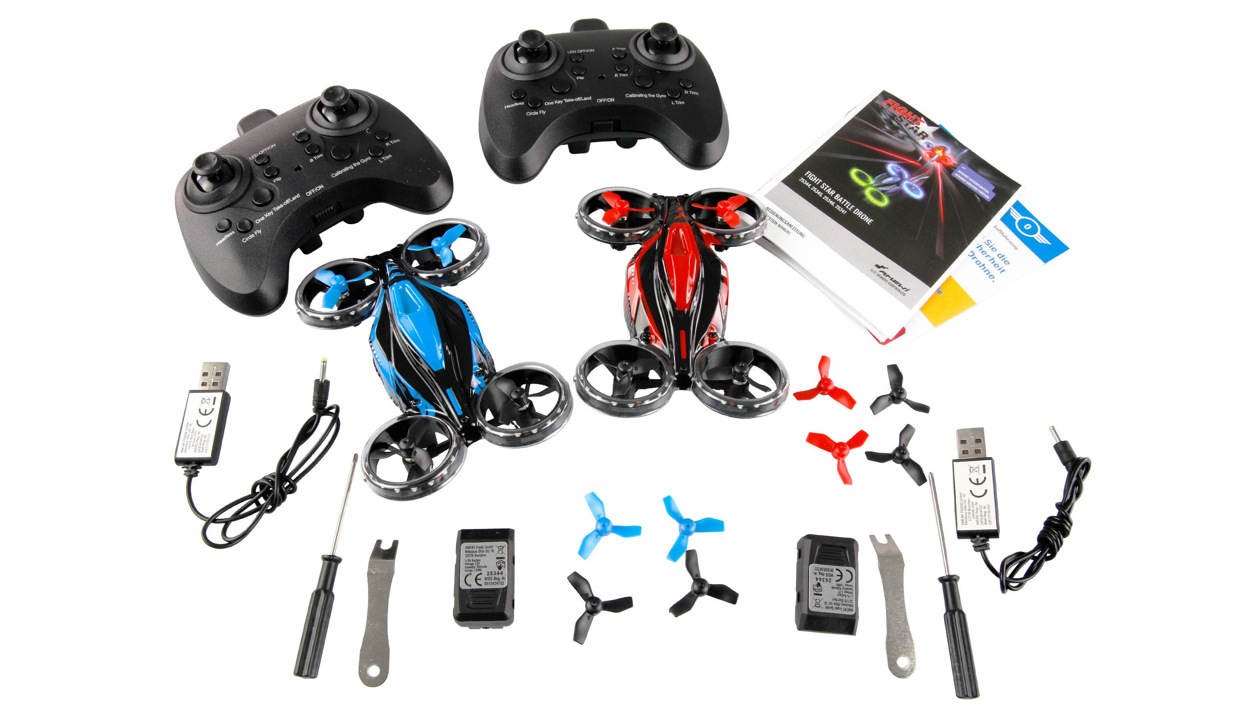 FightStar battle drone Set RTF rouge et bleu - 25344 - Breizh Modélisme.