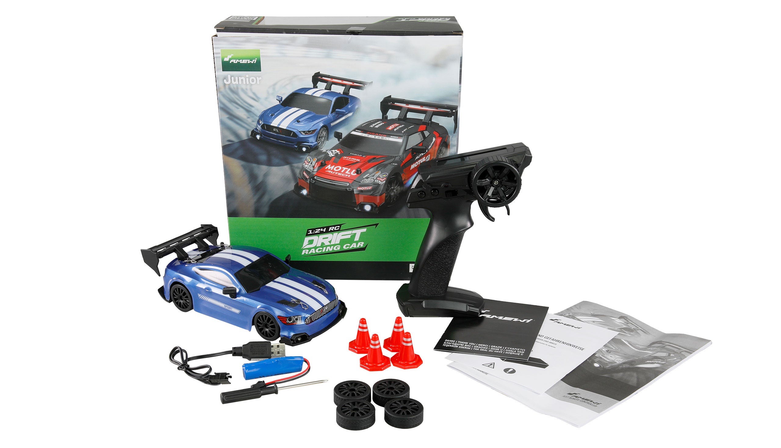 Voiture de course Drift 4WD 1/24 RTR bleu - 21111 - Breizh Modélisme.