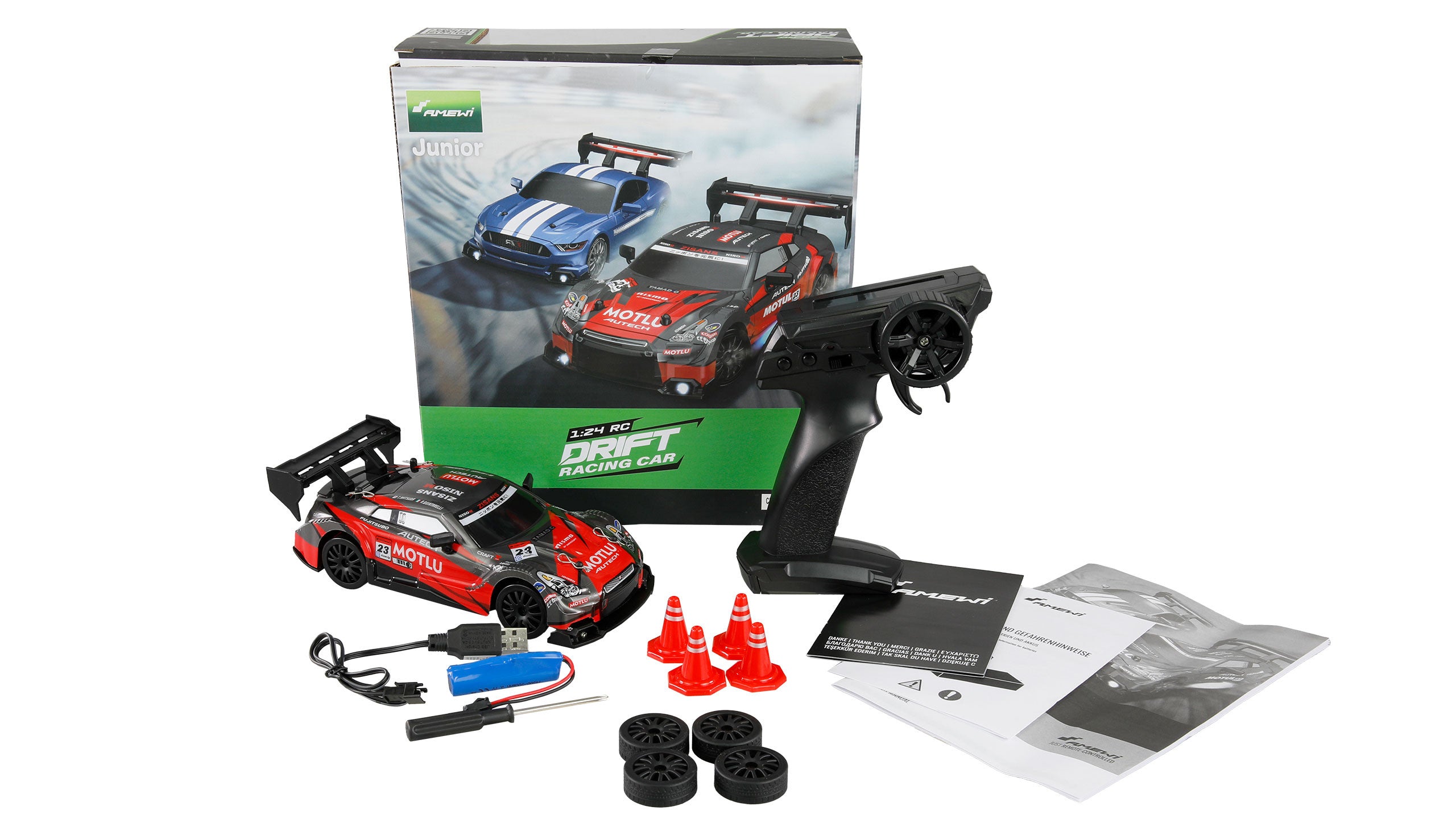 Voiture de course Drift 4WD 1/24 RTR rouge/noir - 21112 - Breizh Modélisme.