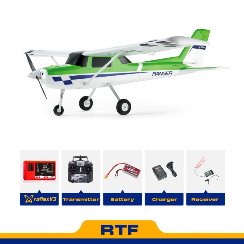 Avion FMS 1220mm Ranger V2 EP RTF avec reflex V3 vert - FMS147 - Breizh Modélisme.