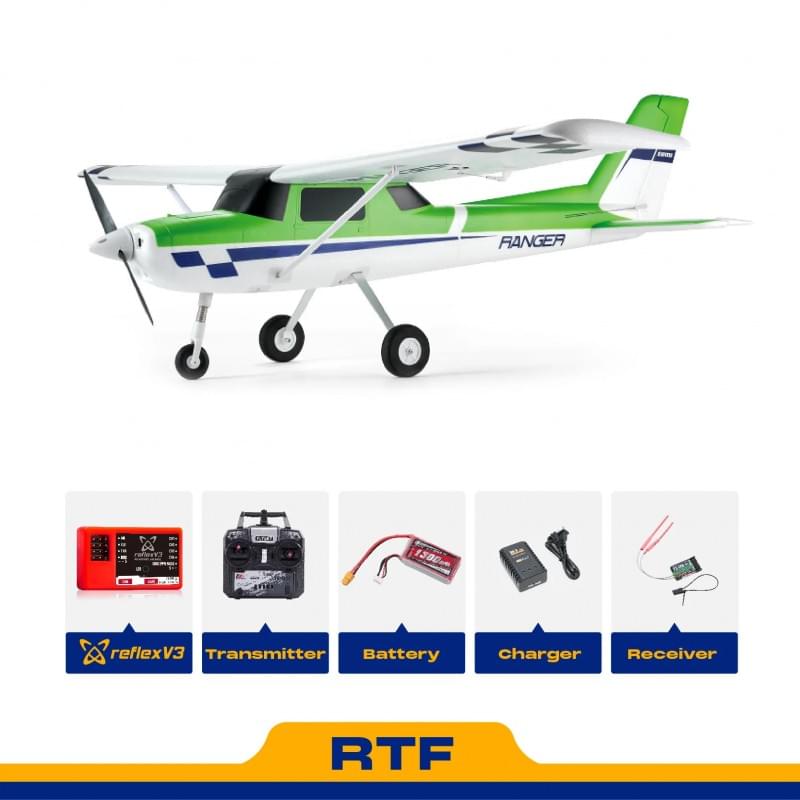 Avion FMS 1220mm Ranger V2 EP RTF avec reflex V3 vert - FMS147 - Breizh Modélisme.