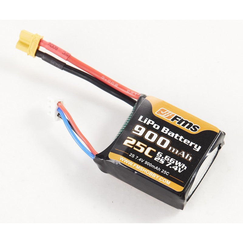 Batterie lipo 7,4v 2S 900mAh 25C XT30 - FMSC3179 - Breizh Modélisme.