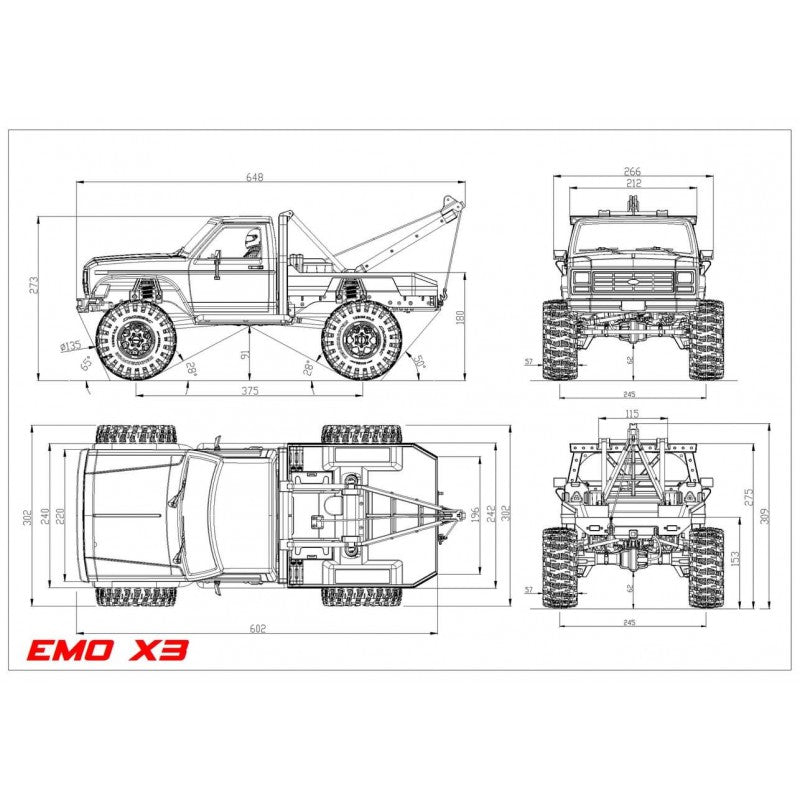 Crawling kit - EMOX3 1/8 RTR métal rouge 775 Brushed - CRO90100169