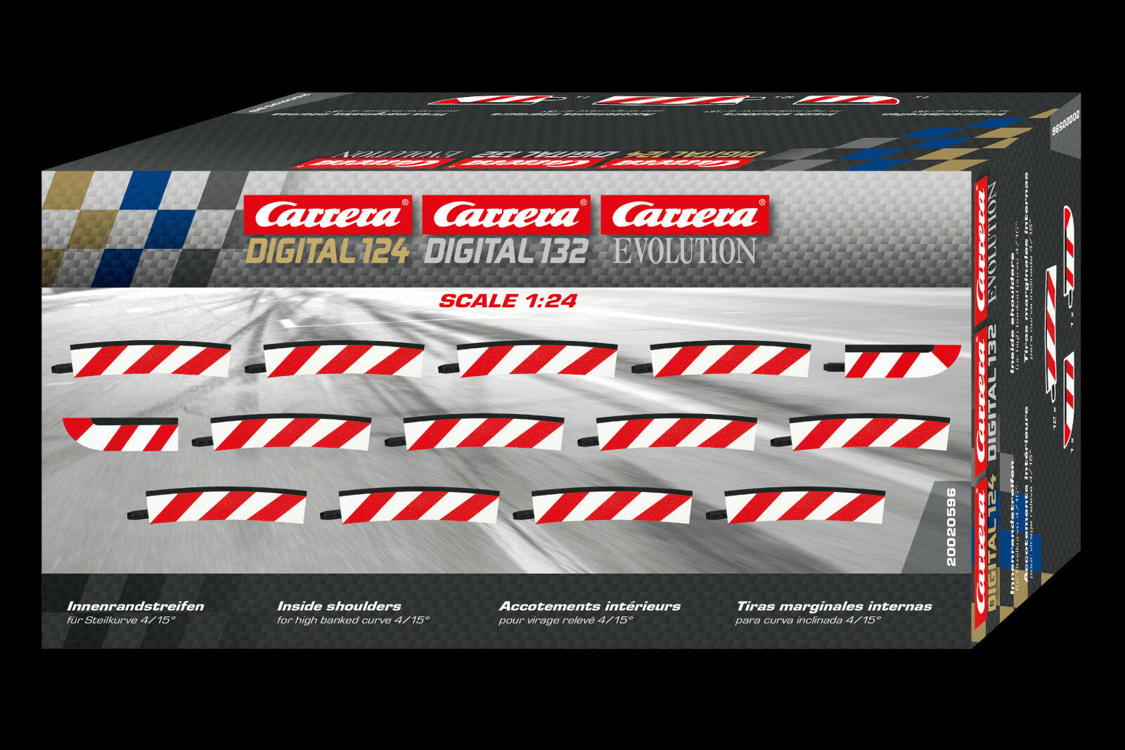 12 Bordures Intérieures Courbe Relevé Radius 4 15° - Carrera 20596 - Breizh Modélisme.