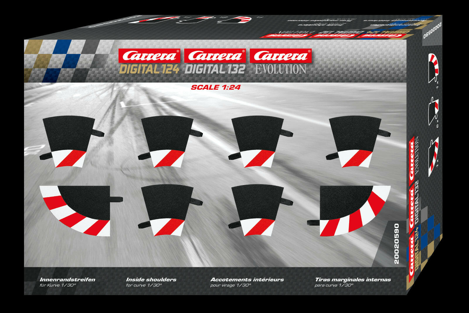6 Bordures Intérieures Courbe Radius 1 30° - Carrera 20590 - Breizh Modélisme.