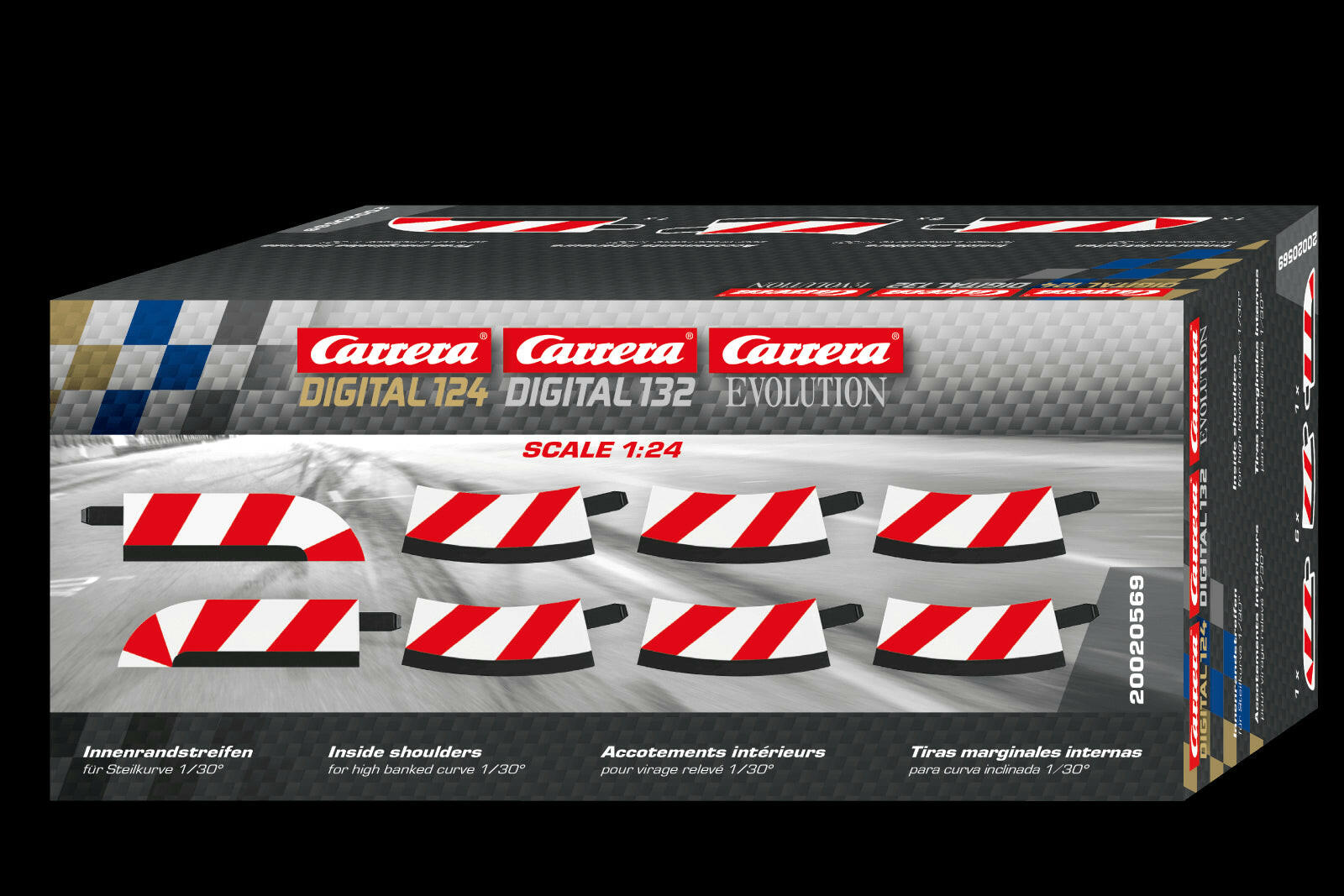6 Bordures Intérieures Courbe Relevé Radius 1 30° - Carrera 20569 - Breizh Modélisme.