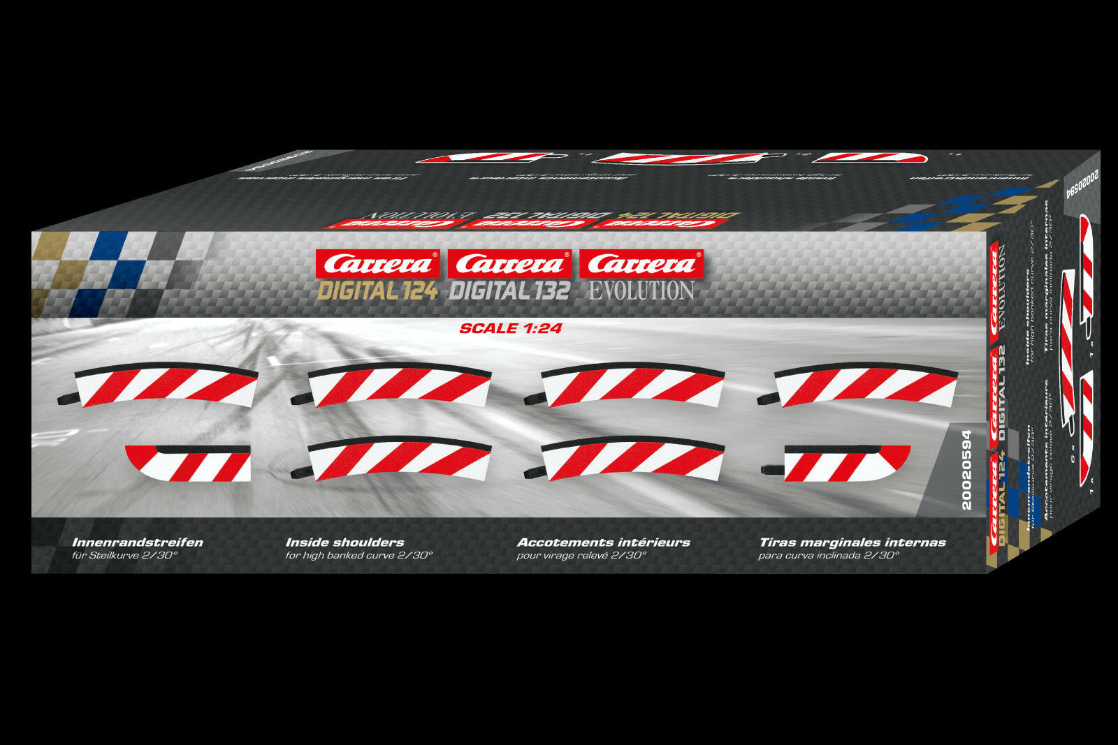 6 Bordures Intérieures Courbe Relevé Radius 2 30° - Carrera 20594 - Breizh Modélisme.