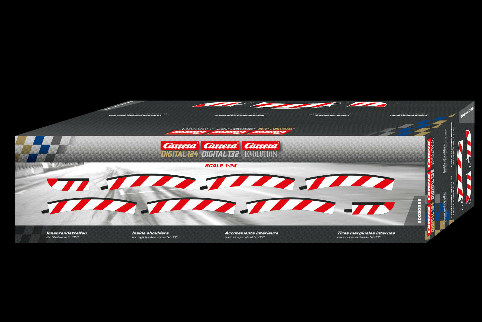 6 Bordures Intérieures Courbe Relevé Radius 3 30° - Carrera 20595 - Breizh Modélisme.