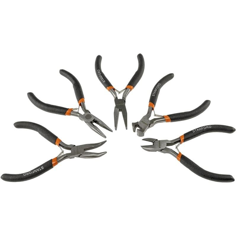 Lot de 5 Pinces électroniques MiniGrip" , 12cm, poignées isolées" - Breizh Modélisme.