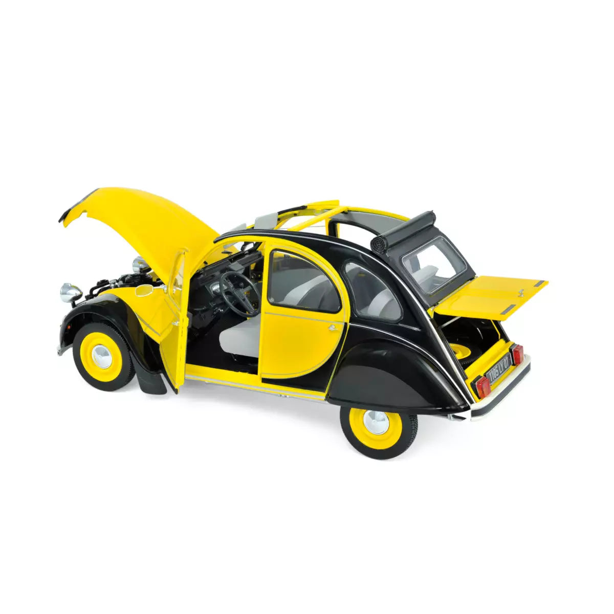 Voiture miniature collection 1/18 Citroën 2CV Charleston 1982 Jaune Helios et noir Norev 181493
