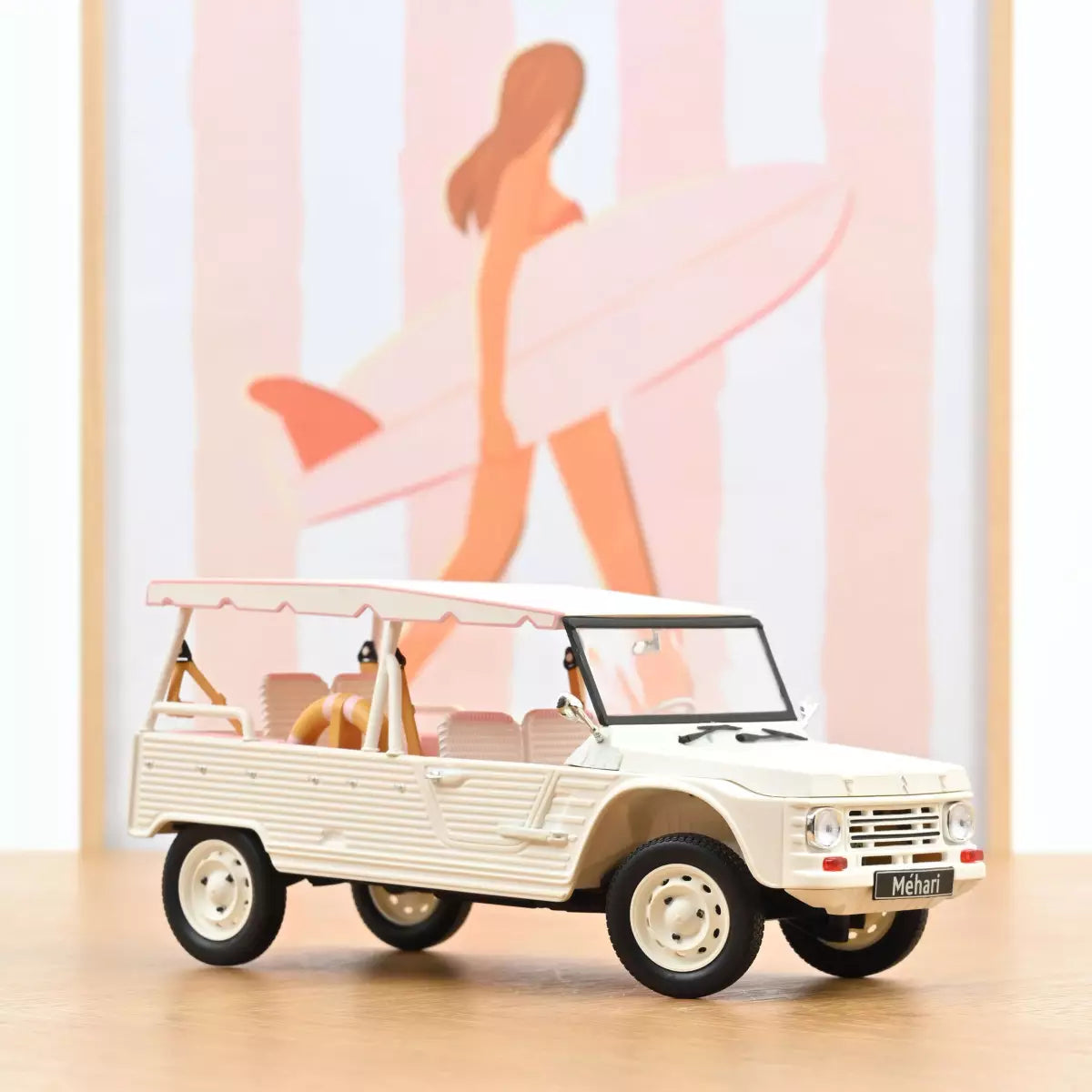Voiture miniature collection 1/18 Citroën Méhari 2023 Blanc et Rose Norev 181804