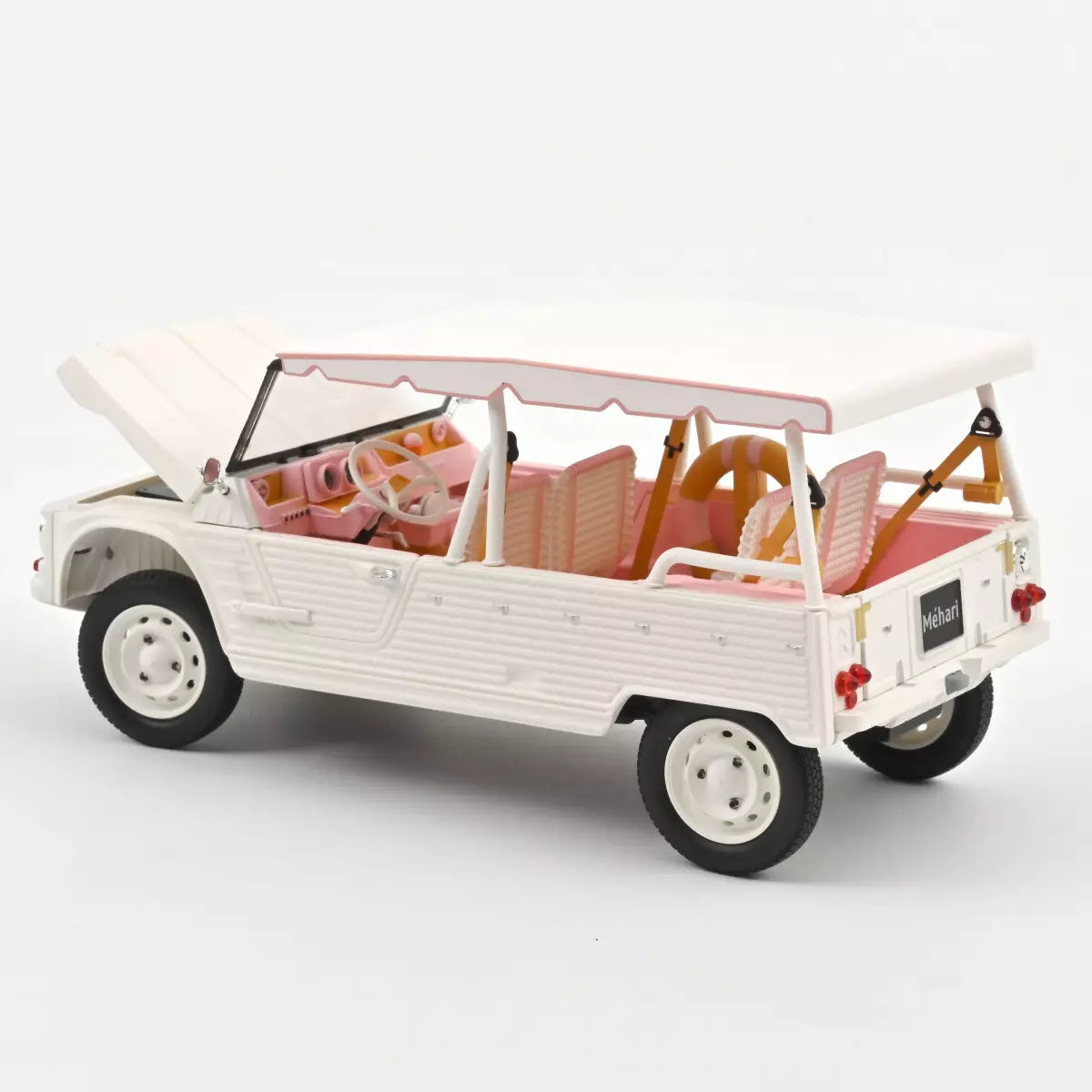Voiture miniature collection 1/18 Citroën Méhari 2023 Blanc et Rose Norev 181804