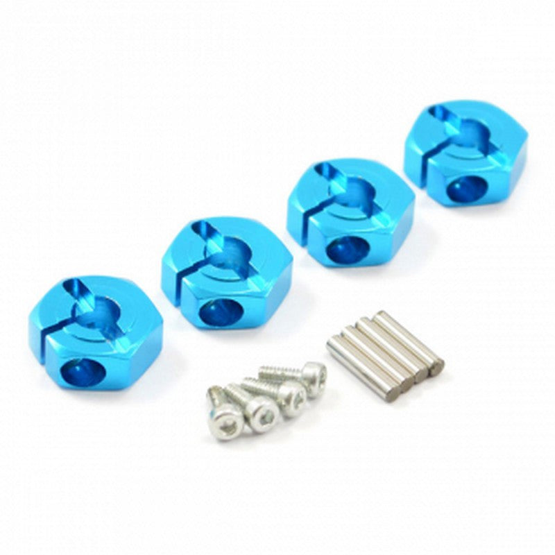Hexagone de roue Alu Bleu Pour Tamiya TT02 (x4) - FTTA021B - Breizh Modélisme.