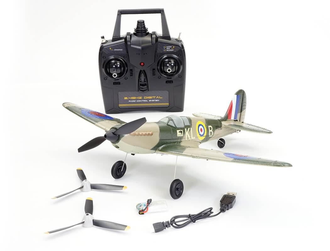 Avion de début télécommandé V761-12V2B Volantex SPITFIRE avec stabilisateur de vol - Breizh Modélisme.