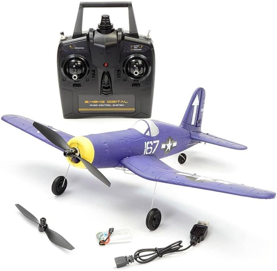 Avion de début télécommandé Volantex Corsair F4U 4CH avec stabilisateur de vol EPP RTF - V761-8V2 - Breizh Modélisme.