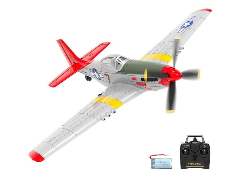 Avion télécommandé V761-5V2 rouge Volantex MUSTANG V2 4CH avec stabilisateur de vol - Breizh Modélisme.