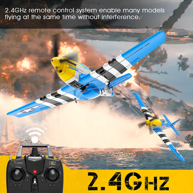 Avion télécommandé V761-5V2 rouge Volantex MUSTANG V2 4CH avec stabilisateur de vol - Breizh Modélisme.