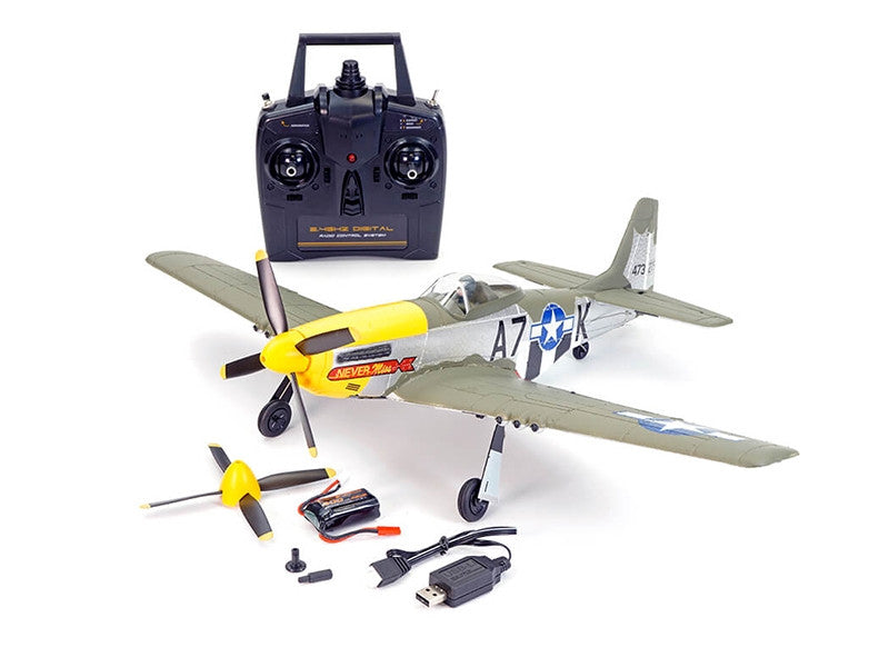 Avion télécommandé Volantex P-51D Mustang vert 4CH 500mm brushless avec gyro RTF - V768-2 - Breizh Modélisme.