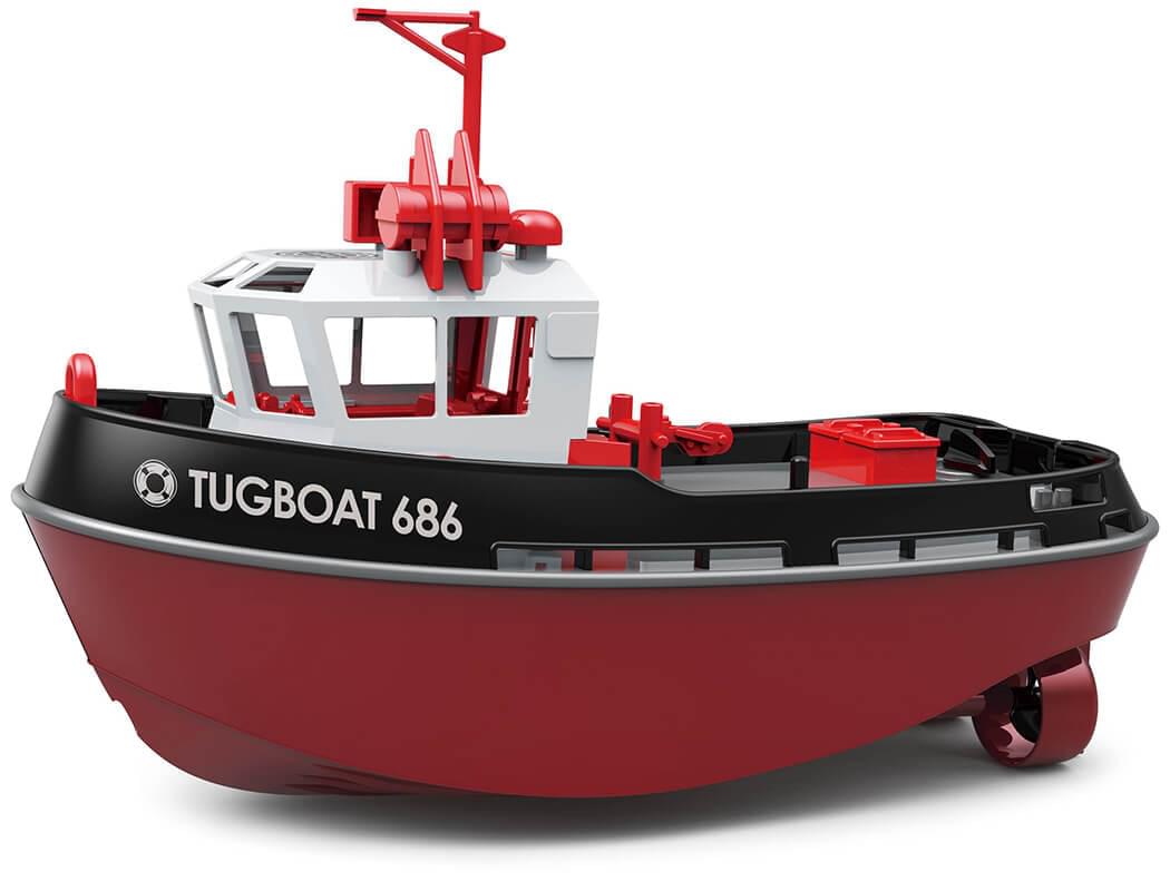 Remorqueur Radio-commandé 230mm Heng Long 1/72 Tugboat 686 noir - Breizh Modélisme.