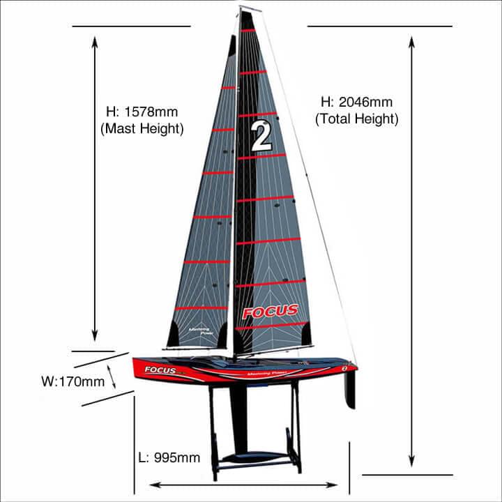 Voilier Radiocommandé Focus V3 RTR - 1 mètre - 2.4Ghz - Joysway 8812 V3 rouge - Breizh Modélisme.