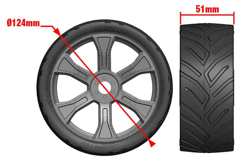2 pneus et jantes Sprint RXA street pour Asuga XLR 1 paire - C-00180-909 - Breizh Modélisme.