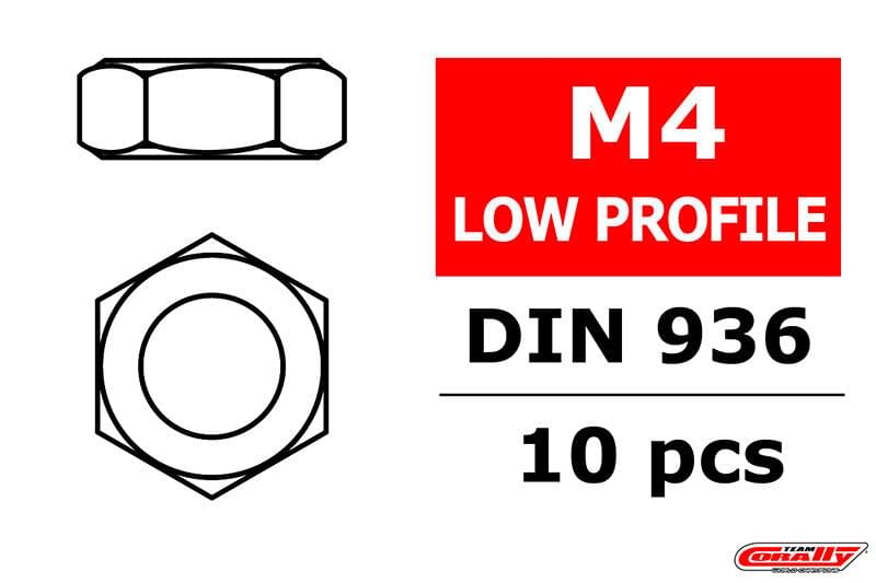 Écrou à profil bas M4 (10 pcs) - C-3104-40 - Breizh Modélisme.