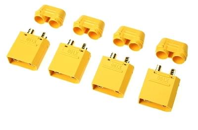 Lot de 4 Prises, connecteurs XT90 avec capuchon Femelle - Breizh Modélisme.
