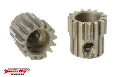 Pignon moteur 48 DP - Court - Acier trempé - 15 Dents - Axe moteur 3.17mm - Breizh Modélisme.