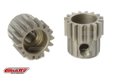 Pignon moteur 48 DP - Court - Acier trempé - 16 Dents - Axe moteur 3.17mm - Breizh Modélisme.