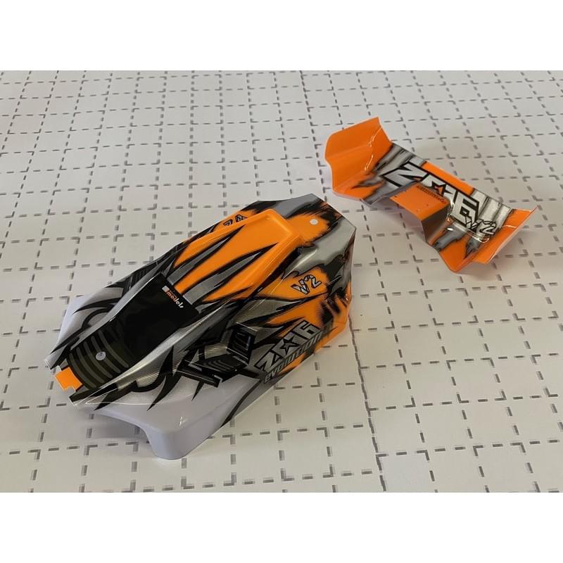 Carrosserie orange + Aileron pour DF Models 3120/3123 - 7460 - Breizh Modélisme.