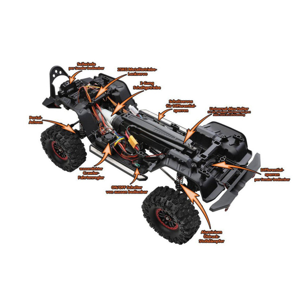 DF Models Crawler RC DF-4S PRO rouge 4WD 1/10 - 3164 - Breizh Modélisme.