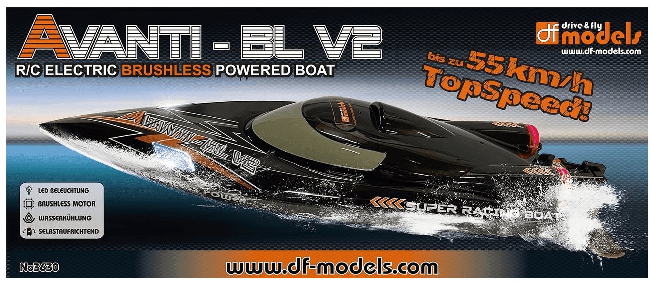 Bateau télécommandé électrique Brushless 55+km/h AVANTI BL V2 - Breizh Modélisme.