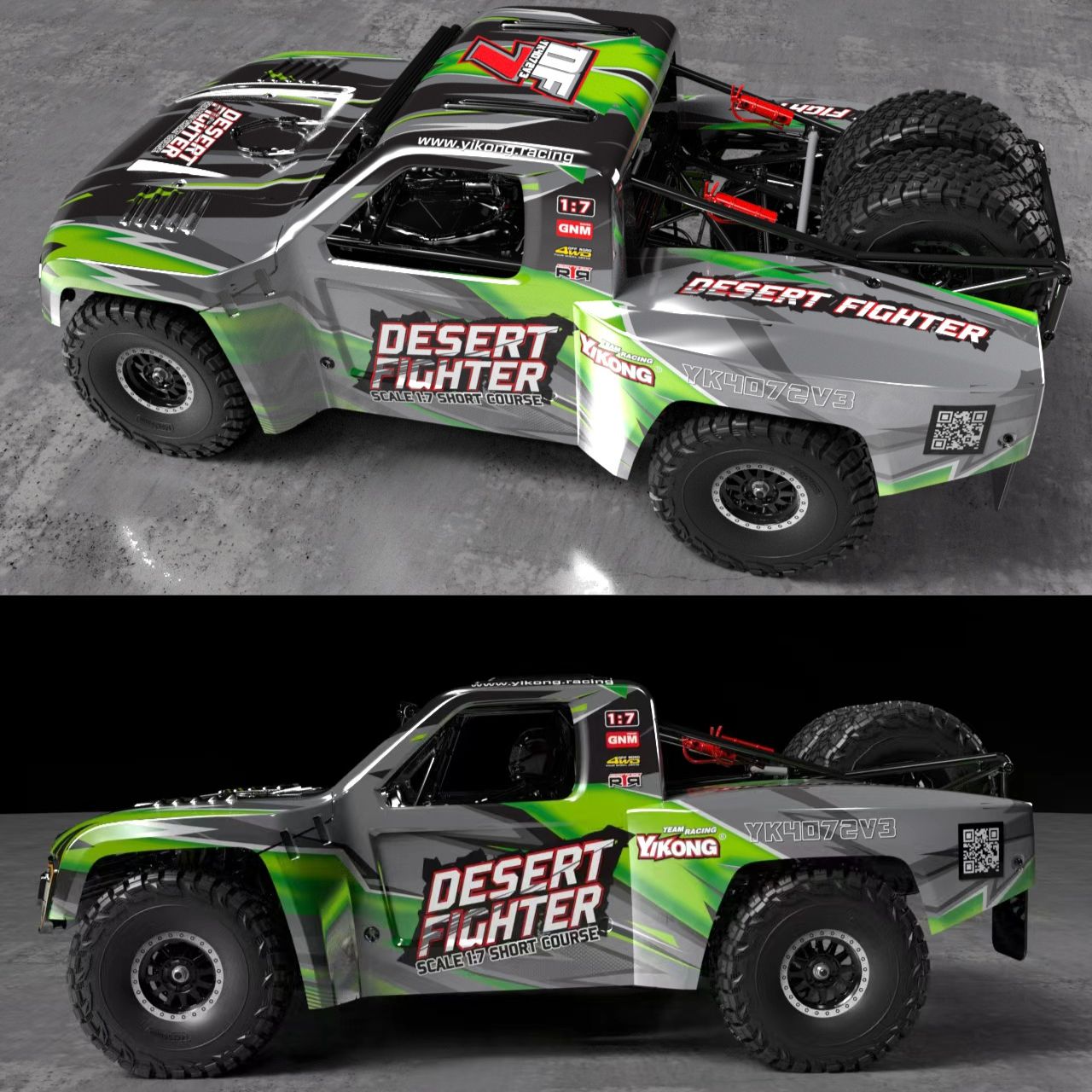 Short Course Desertfighter Yikong DF7 V3 1/7 vert - YK4072A