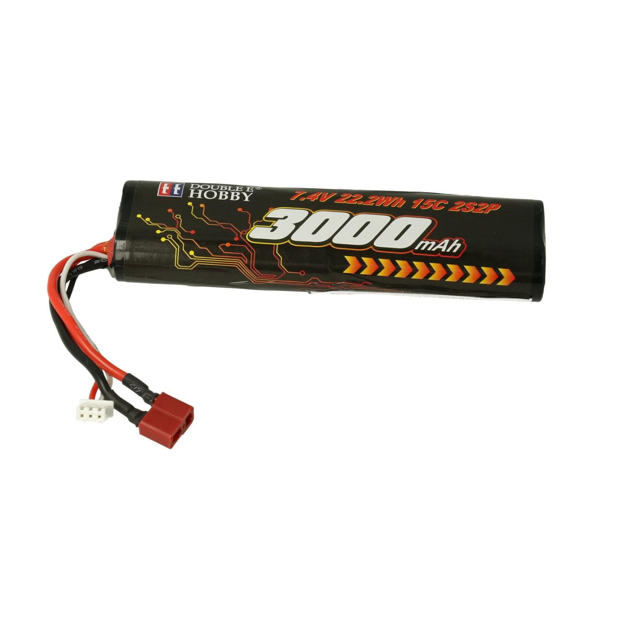 Batterie Li-ion 7,4V 3000mAh DoubleE prise Dean pour EC160 - DE2034 - Breizh Modélisme.