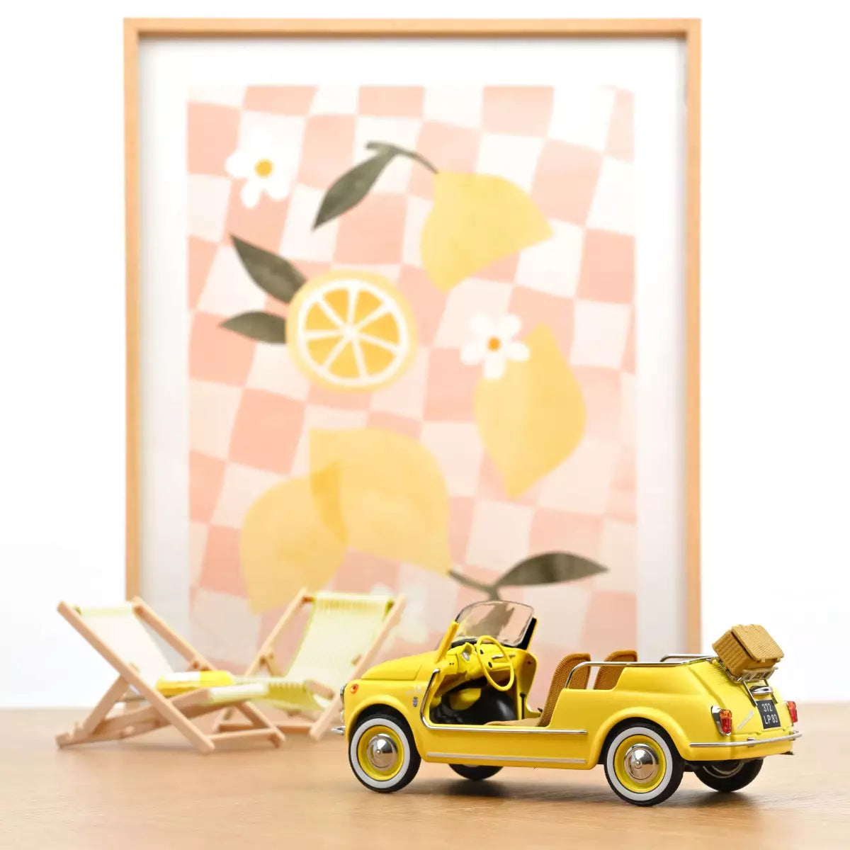 Voiture miniature collection 1/18 Fiat 500 Jolly 1965 Jaune Norev 187790
