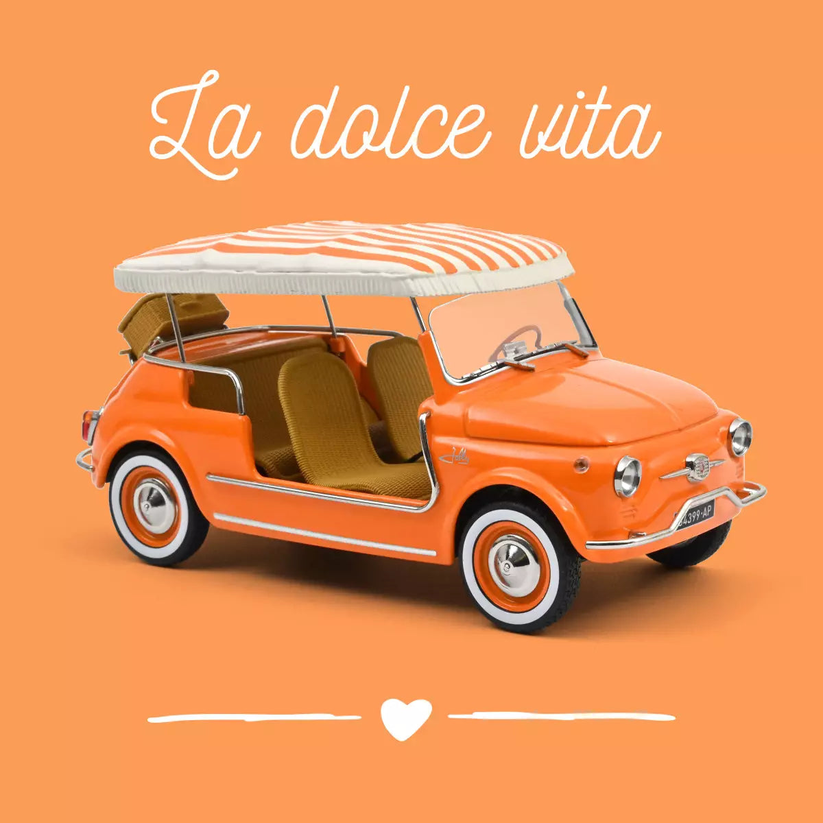 Voiture miniature collection 1/18 Fiat 500 Jolly 1965 Orange Norev 187791