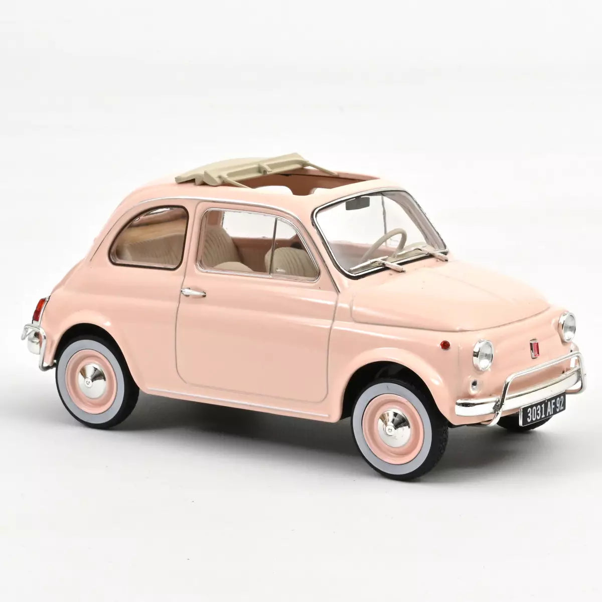 Voiture miniature collection 1/18 Fiat 500 L 1968 Rose cadeau de naissance Norev 187774