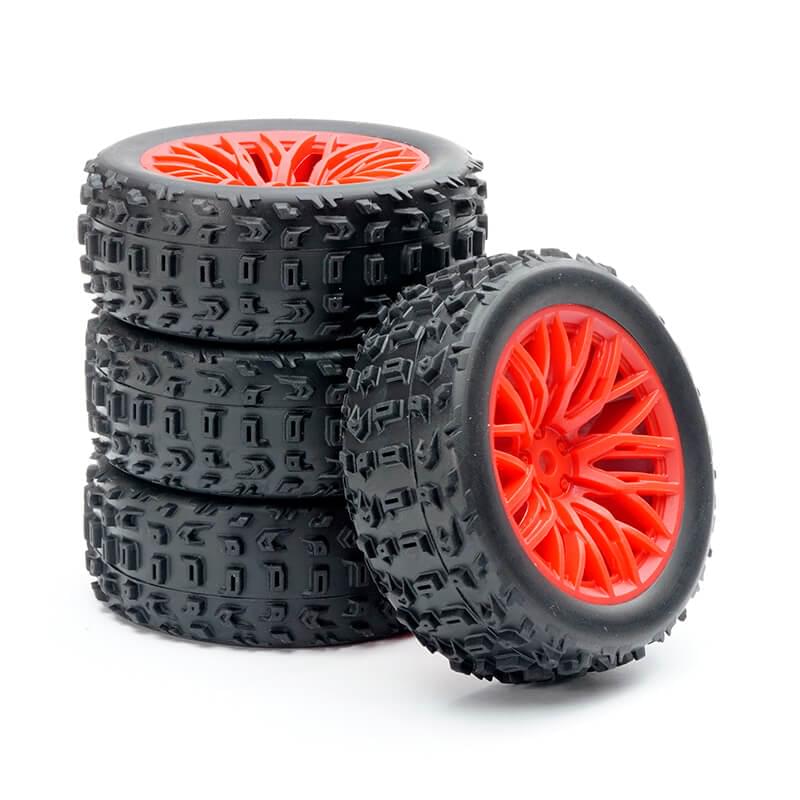 Ensemble de 4 roues rouge Fastrax Arrma Grom - FTAR070R