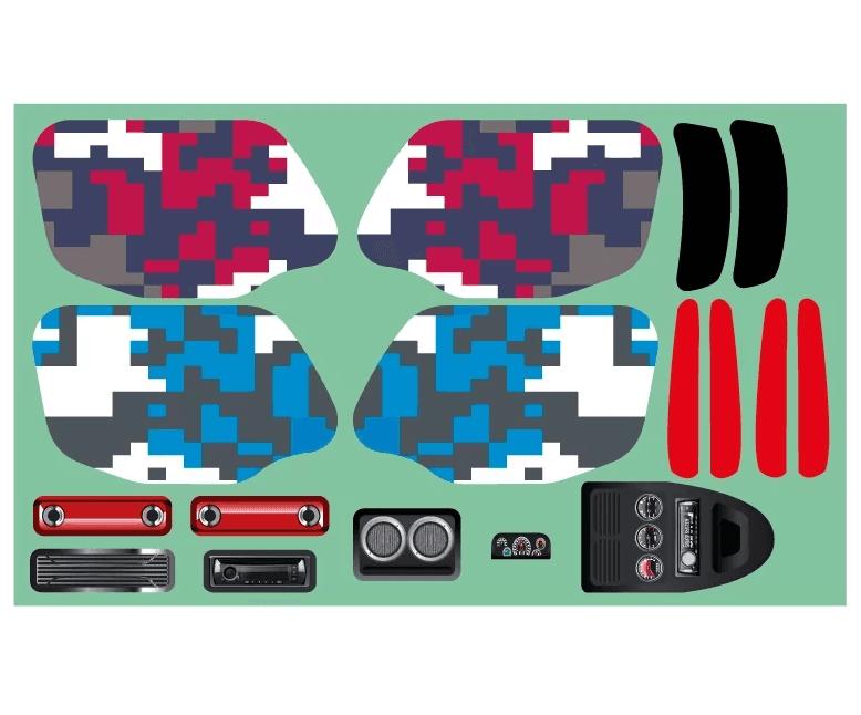 Planche de stickers DB8SL bleue / rouge - STICK-DB8SL.BL-RD - Breizh Modélisme.