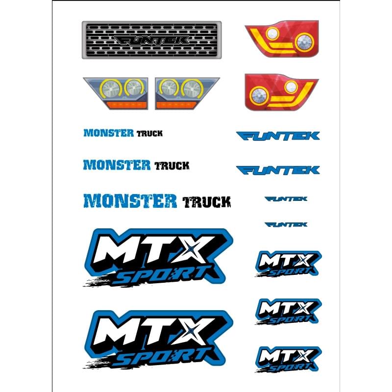Planche stickers Bleue Funtek MTX - FTK-21059 - Breizh Modélisme.