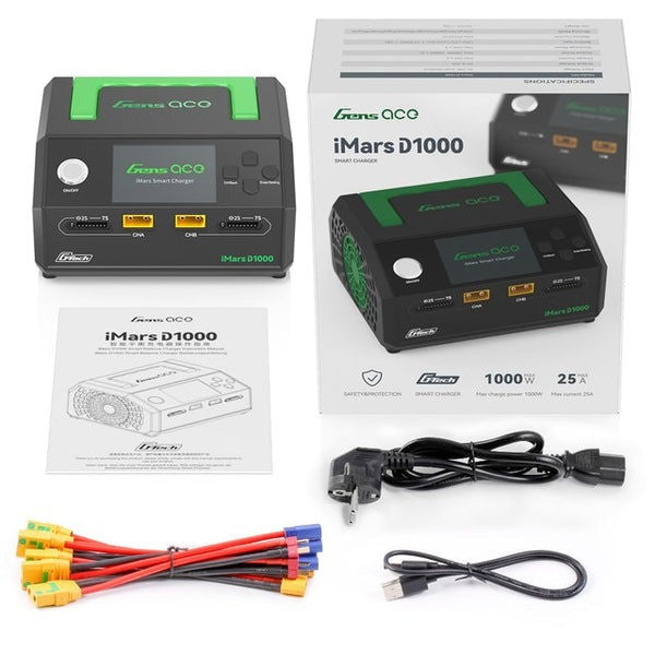 Chargeur duo intelligent Gens ace iMars D1000 CA 1000 W G-Tech - GEAD1000-EB - Breizh Modélisme.