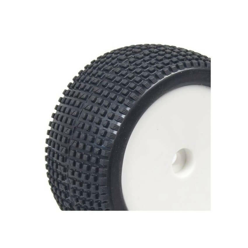 2 pneus et jantes arrière Buggy 1/10 (85x40mm) - Hobbytech HTR-T430 - Breizh Modélisme.