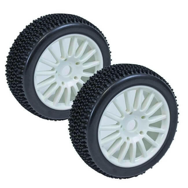 2 pneus et jantes Buggy 1/8 Rocket Av/Arr - Hobbytech HTR-T443 - Breizh Modélisme.